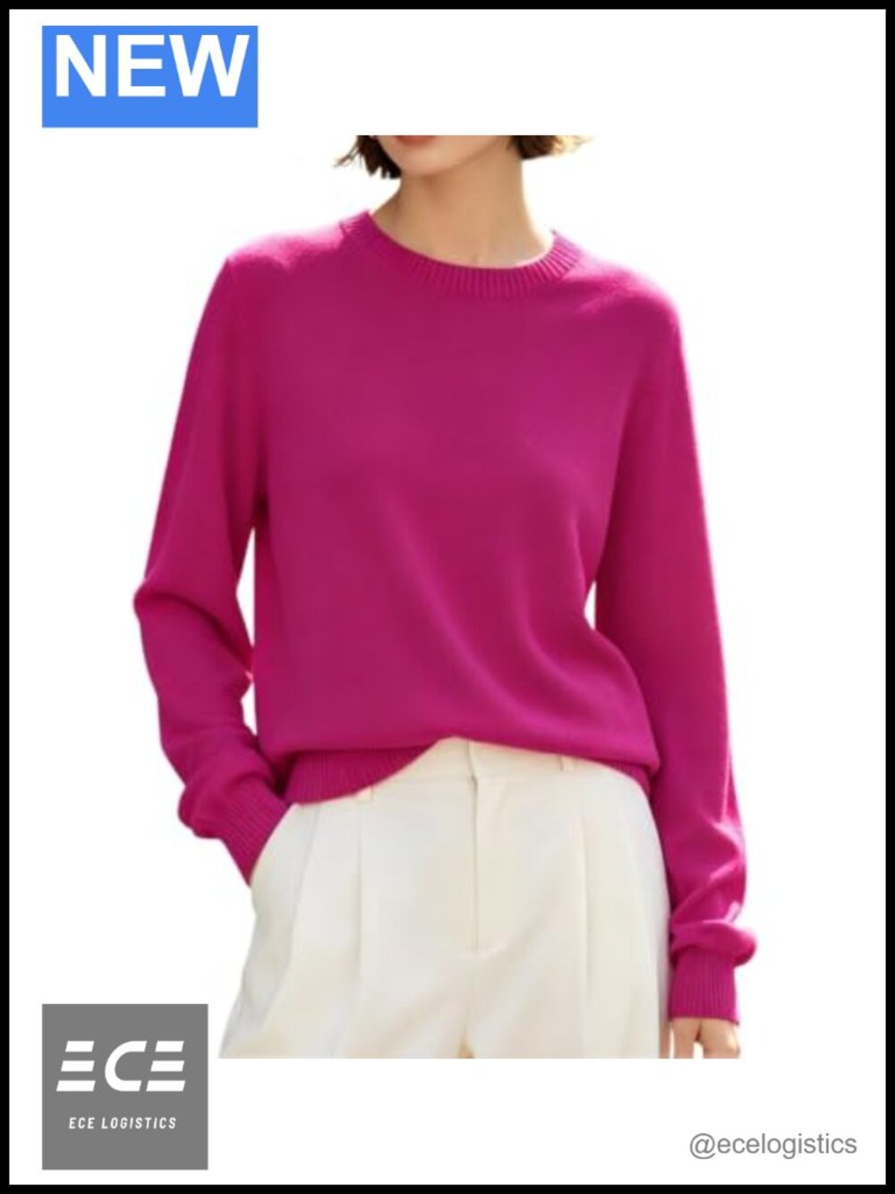 Women's Long Sleeve Crewneck Knit Pullover Sweater Slim Fit